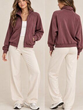 Lululemon Softstreme Funnel-Neck Full-Zip Jacket Size 2 Mauve Rose